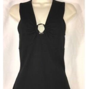 WHBM Black Sleeveless Top W/ O-Ring